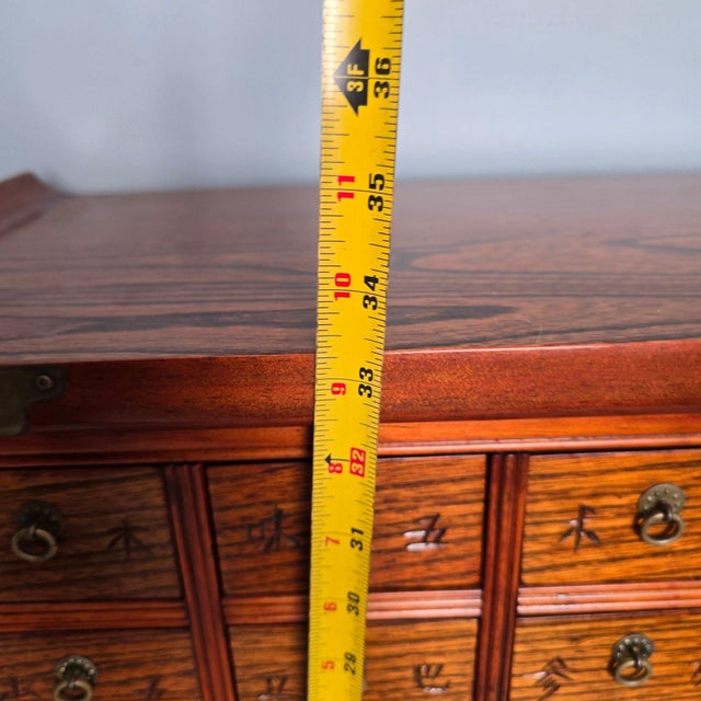 Vintage 45-Drawer Chinese Apothecary Chest - Solid Elm Yumu Herb Cabinet - Pagoda Top For Sale - Image 11 of 14