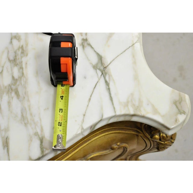 Wood Mid 20th Century Vintage Daniel Jones French Louis XV Style Gold Bombe Marble Top Nightstand For Sale - Image 7 of 11