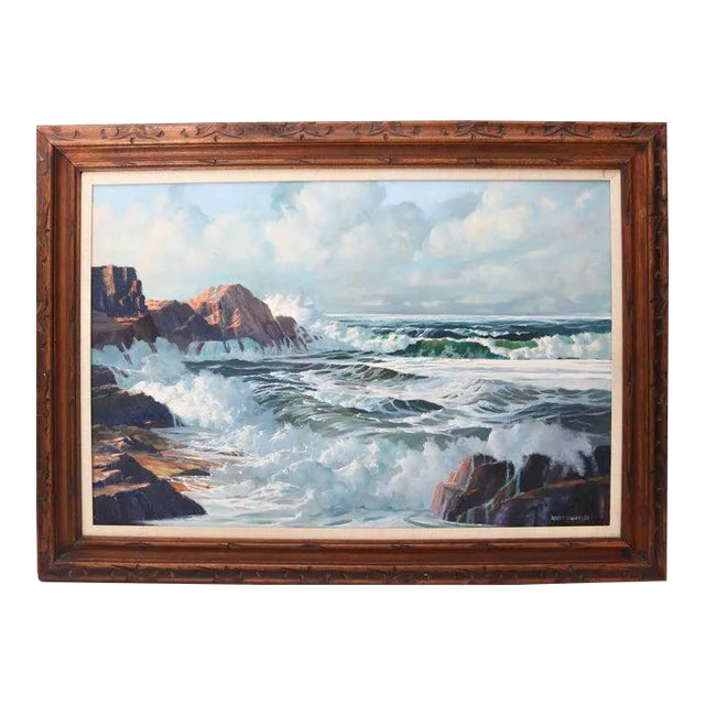Oil on Canvas, "Shore Line at High Tide" Large Scale Painting by Robert P. Wheeler For Sale