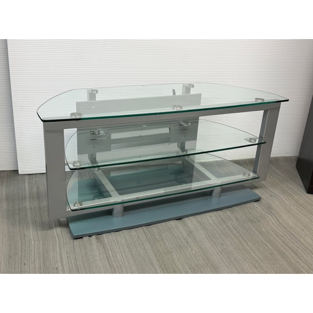 2010s Bdi Contemporary Glass & Metal Tv Stand/Console For Sale - Image 5 of 12