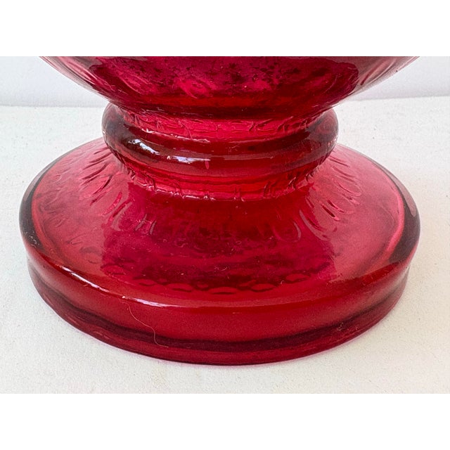 Vintage Fenton Cranberry Coin Dot Vase With Ruffled Rim 10.5” For Sale In Orlando - Image 6 of 7