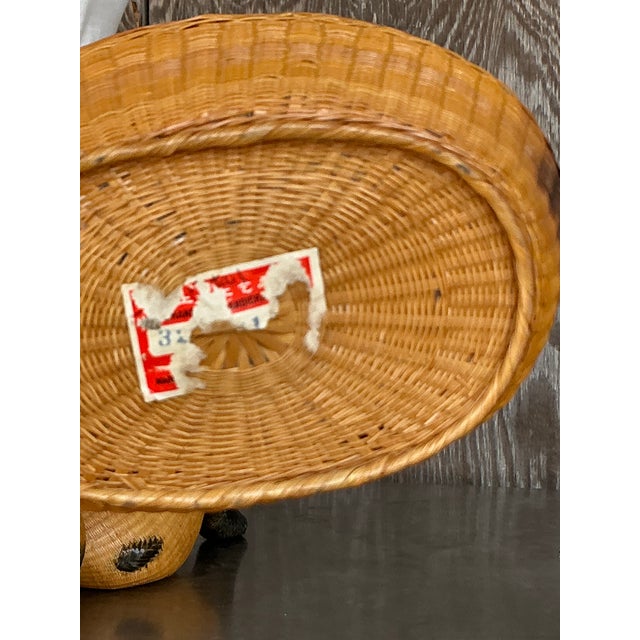 Wood Vintage Boho Shanghai Weave Ram Basket For Sale - Image 7 of 7
