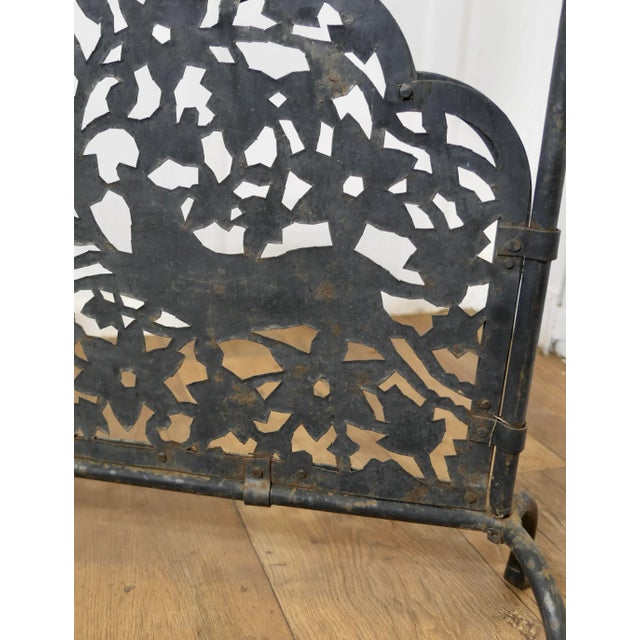 Gothic Pierced Wrought Iron Fire Screen For Sale - Image 3 of 8