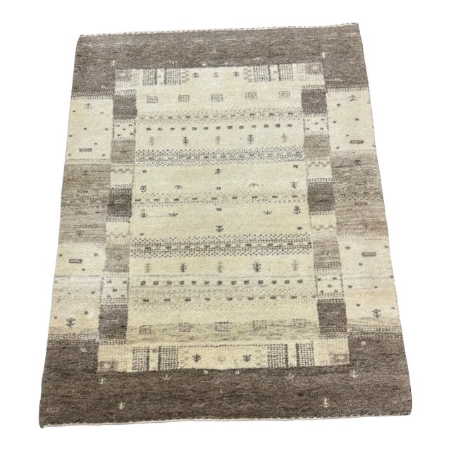 3ft 2in × 4ft 3in Kashkuli Gabbeh Wool Area Rug For Sale