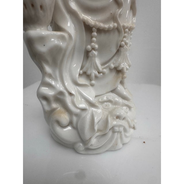 Ceramic Antique White Porcelain Guanyin Figure For Sale - Image 7 of 12