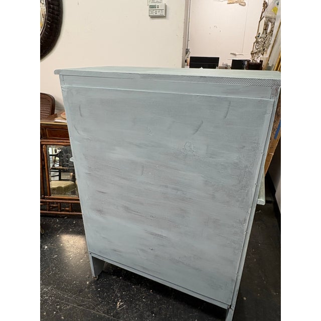Coastal Mid Century Nautical Theme 5 Drawer Highboy - Newly Painted For Sale - Image 3 of 10