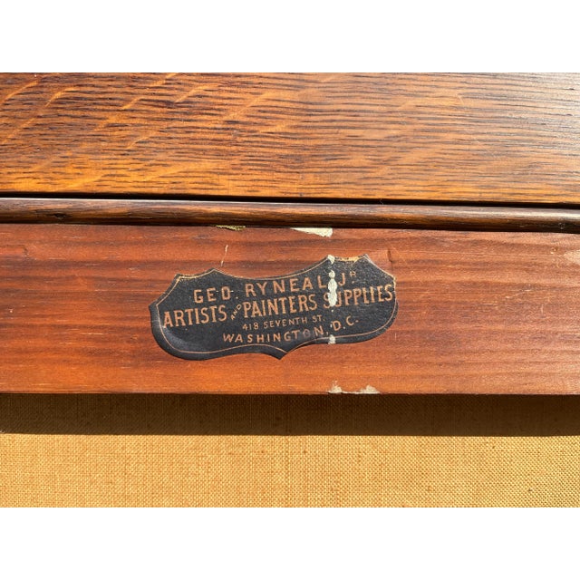 Antique Oak Hand-Painted 3-Panel Screen For Sale - Image 12 of 12