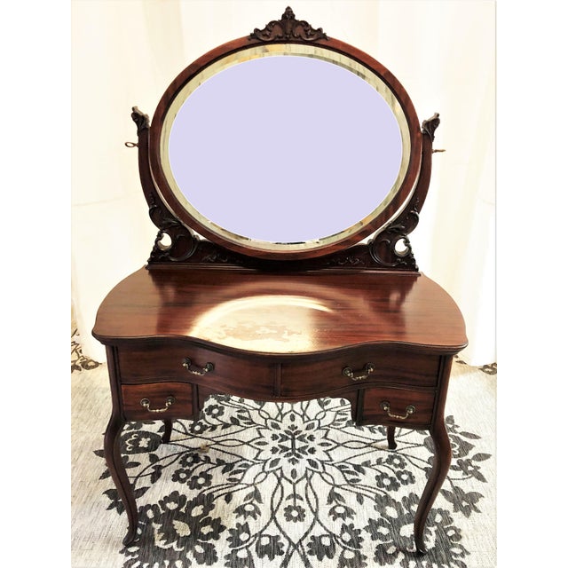 Antique Victorian Mahogany Bow Front Vanity Chairish