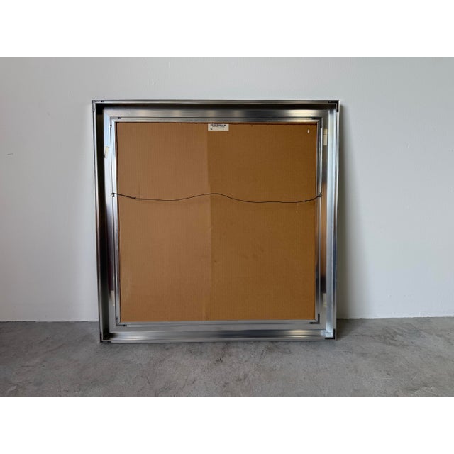 1970s Vintage Op Art Sunburst Glass Wall Art in Chrome Aluminum Frame, Signed For Sale - Image 12 of 12