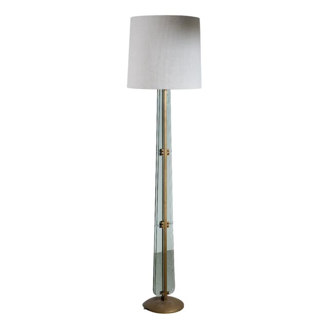 Murano Glass and Brass Floor Lamp, 1950s For Sale