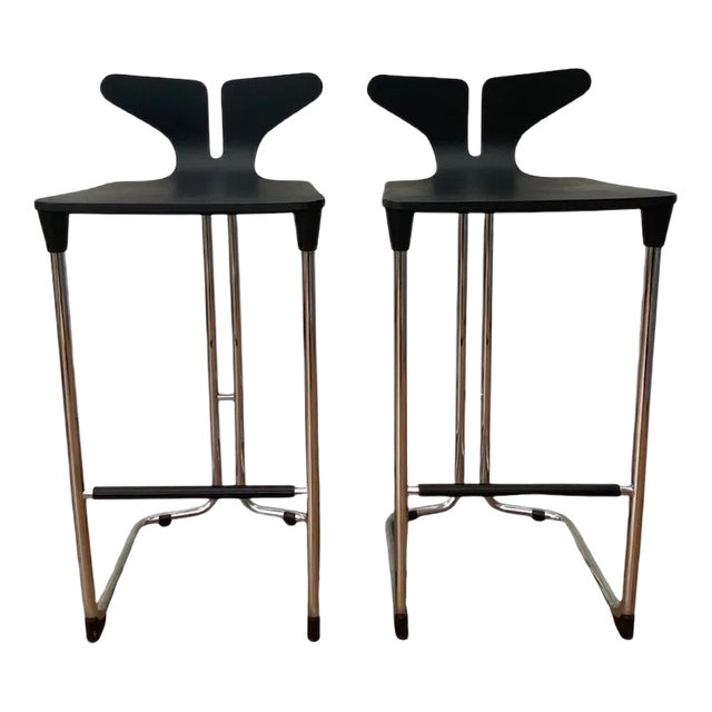 Set of Modern Black and Chromed Barstools from Casamania For Sale