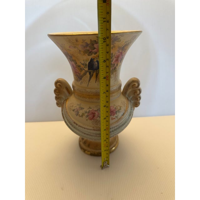 1940"s Abingdon Potteries Usa Art Deco Ceramic Hand Painted Glazed Finish Vase Floral and Birds Decor For Sale - Image 16 of 18