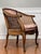 White Pair French Louis XV Style Walnut and Cane Barrel Back Bergere Chairs in Toile, 20th C. For Sale - Image 8 of 13