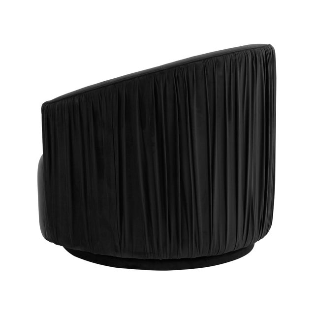 London Black Pleated Velvet Swivel Chair Chairish