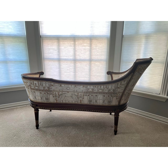 Vintage French Regency Fainting Couch With Ornate Upholstery For Sale - Image 4 of 7