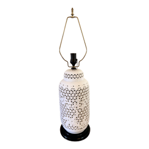 Vintage Blanc De Chine Reticulated Porcelain Table Lamp