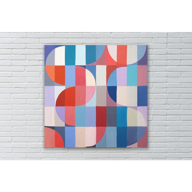 Bauhaus 2026, Color Field, Geometric Minimalism, Primary Tones,Red Breeze, Acrylic Paint on Canvas by Natalia Roman For Sale - Image 3 of 8
