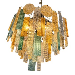 Multicolors Strips “Listelli” Murano Glass Chandelier by Simoeng For Sale