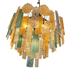 Multicolors Strips “Listelli” Murano Glass Chandelier by Simoeng