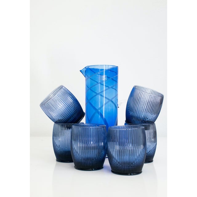 Murano Glasses and Carafe by Maryana Iskra for Ribes Studio Verres, 2004, Set of 7 For Sale - Image 4 of 6