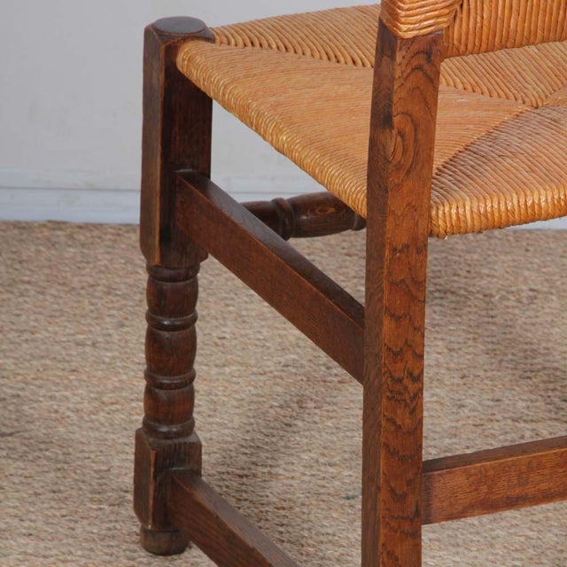French Straw-Seated Wooden Chairs, 1950s, Set of 6 For Sale - Image 11 of 12