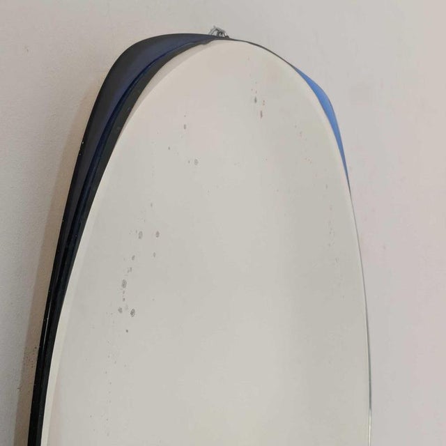 Space Age Italian Cobalt Blue Mirror Curved Glass in the style of Cristal Art, 1970s For Sale - Image 4 of 7