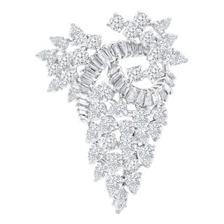 15.5ct Diamond Pear, Round & Baguette Platinum Pin / Pendant VS Quality Estate For Sale