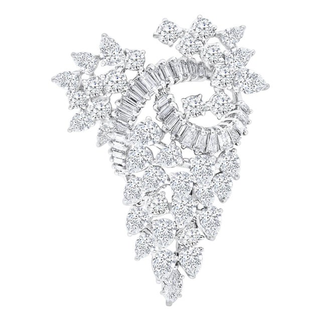 15.5ct Diamond Pear, Round & Baguette Platinum Pin / Pendant VS Quality Estate For Sale