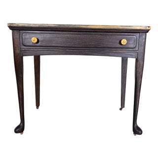 Vintage Distressed Writing Table With Single Drawer & Ceramic Knobs For Sale