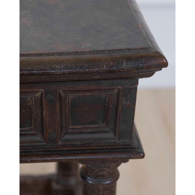 Italian 17th Century Italian walnut square side table For Sale - Image 3 of 12