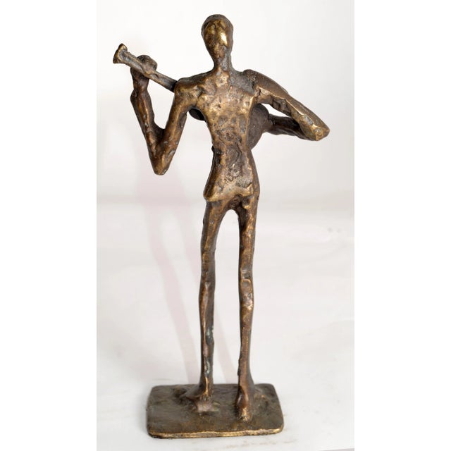 20th Century Handmade Bronze Guitar Player Figurine Sculpture Figurine Fine Art For Sale - Image 10 of 13