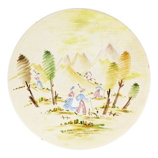 Large Italian Handmade Wall Ceramic Plate by Lina Poggi Assalini for Ce. As., 1940s For Sale