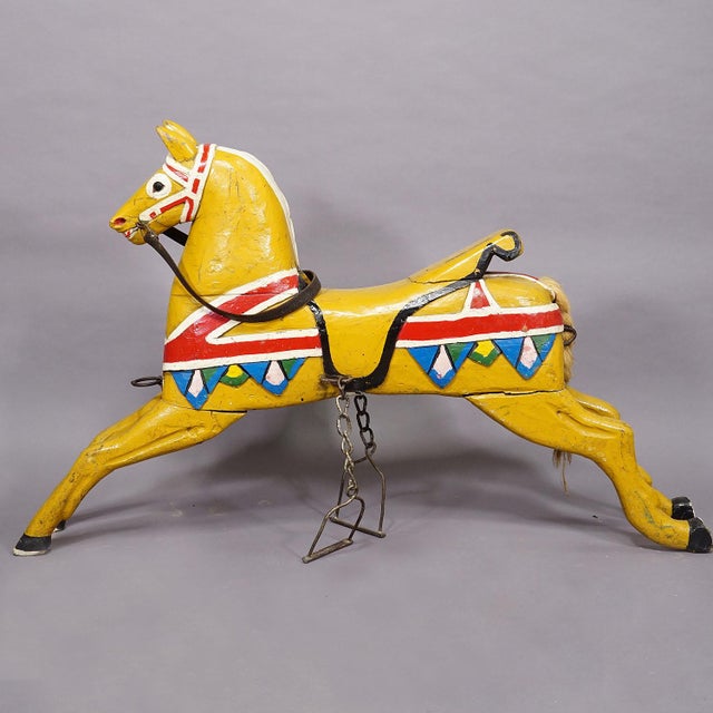 Wood Rare Antique Children Carousel Horse, Germany Early 20th Century For Sale - Image 7 of 10