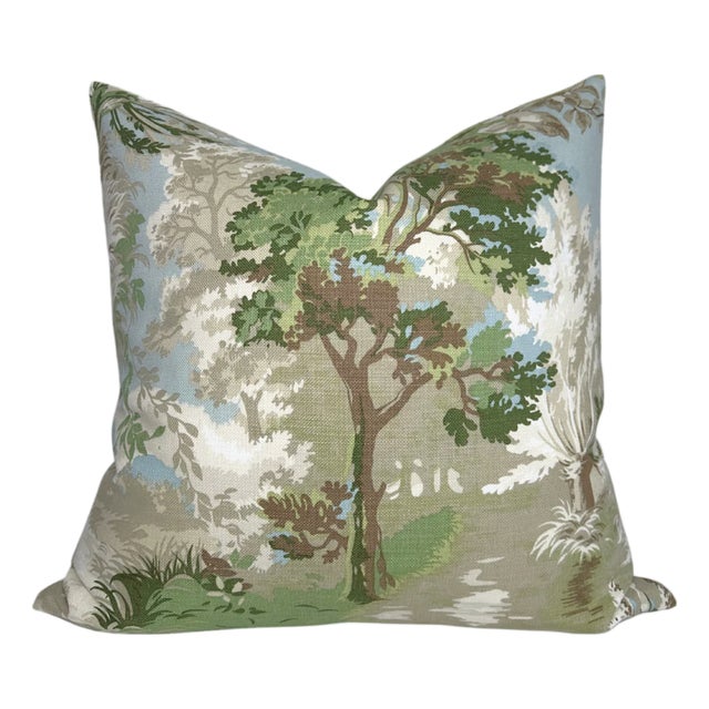 Lincoln Toile Pillow Cover in Green, 22x22 Pillow For Sale