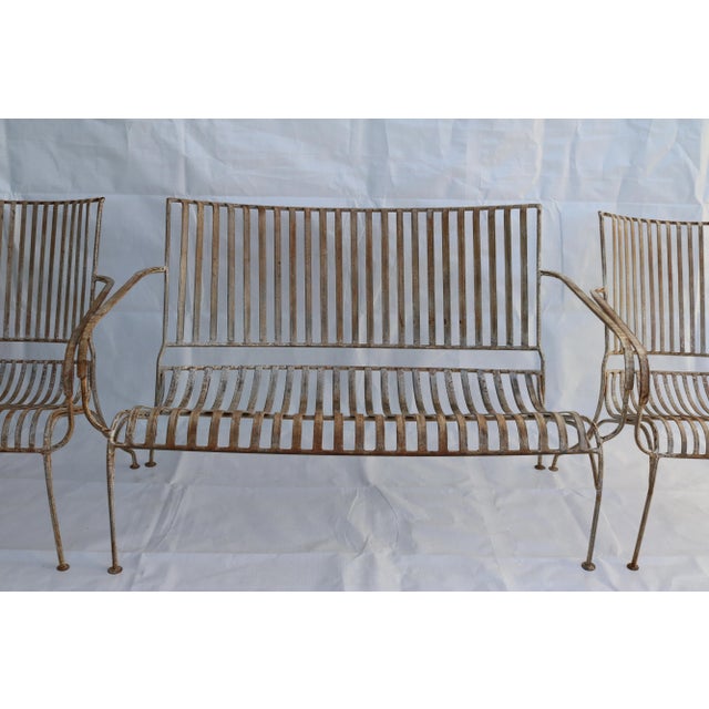 1940s 1940's French Wrought Iron Garden Chairs and Bench For Sale - Image 5 of 15