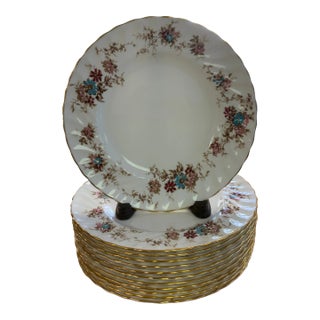Circa 1960’s Crown Staffordshire Elizabethan Porcelain Lunch Plates- Set of 12 For Sale