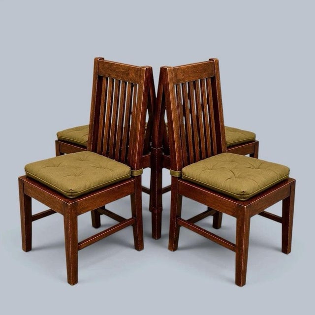 Contemporary Vintage Mango Wood High-Back Dining Chairs, 1990s, Set of 4 For Sale - Image 3 of 7