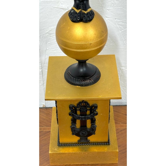 Empire Style Egyptian Caryatid Two-Light Ormolu & Patinated Candelabra - a Pair For Sale - Image 12 of 12