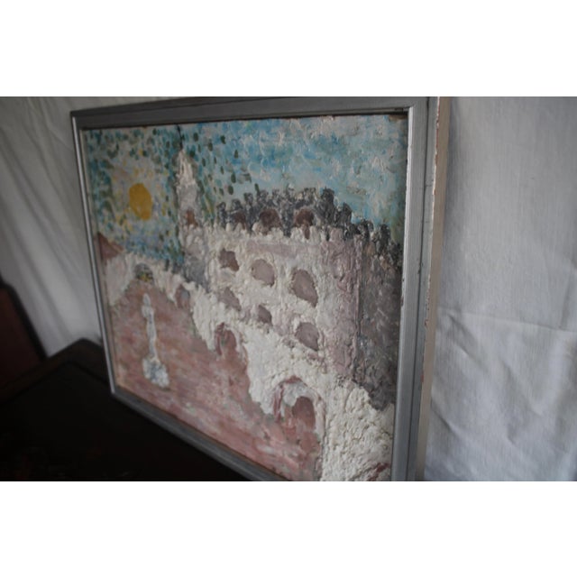 Abstract Expressionism “The Castle of the Mind” Oil Painting on Board For Sale - Image 3 of 6