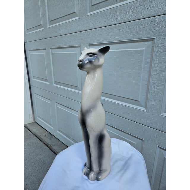 Tall Mid-Century Modern Gray and White Cat For Sale - Image 6 of 14