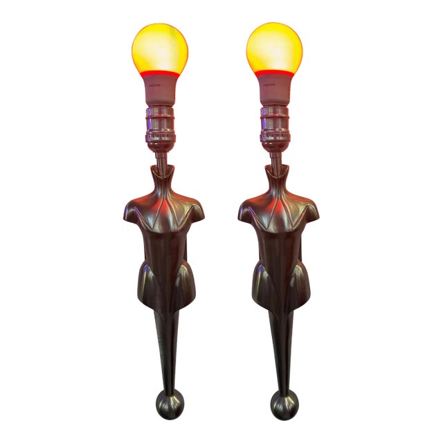 Mid Century Modern Metal Gentleman's Clothier Mannequin Torso Wall Sconces - Pair For Sale