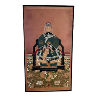 Qing Dynasty Late 19th Century Chinese Ancestral Portrait of a Seated Woman For Sale