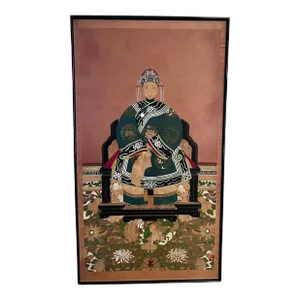 Qing Dynasty Late 19th Century Chinese Ancestral Portrait of a Seated Woman