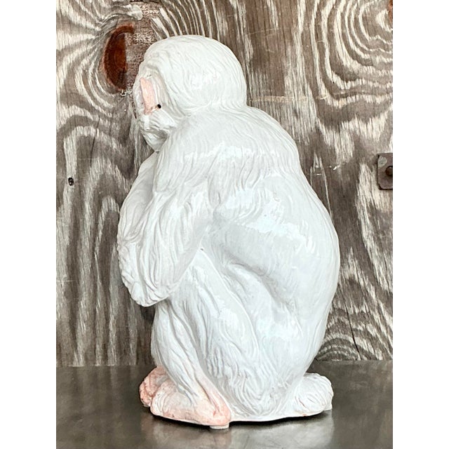 Mid-Century Modern Vintage Italian Glazed Ceramic Monkey For Sale - Image 3 of 5
