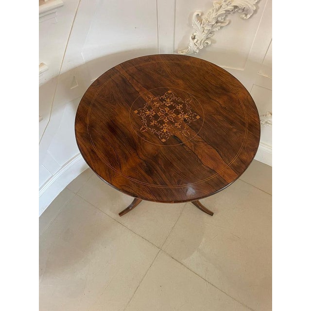 Wood Antique Rosewood Inlaid Circular Table, 1860 For Sale - Image 7 of 11