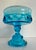 1960s 1960s Indiana Glass King's Crown Aqua Blue Thumbprint Pedestal Compote For Sale - Image 5 of 7