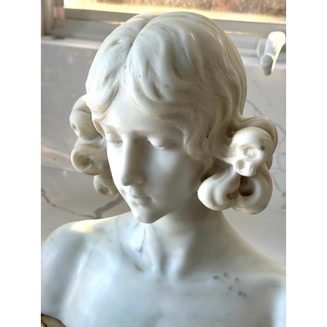 Late 20th Century Heavy Marble Sculpture of a Young Girl Bust 12"x12" - 33 Pound For Sale In Philadelphia - Image 6 of 14