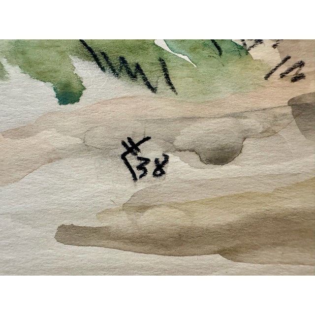 1930s Henry Emil Salloch Original Watercolor on Paper Coastal Beach Scene, 1938. For Sale - Image 5 of 7