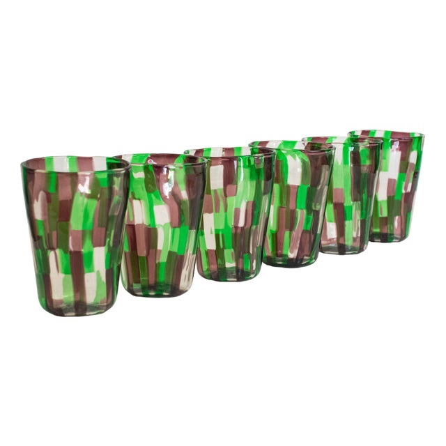 Green Italian Murano Glassware by Mariana Iskra for Ribes, 2004, Set of 6 For Sale - Image 8 of 9