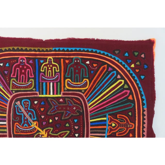 Tribal Circa 1960s Vintage Tribal Mola Hand-Made Hunters/Fishermen Textile Art For Sale - Image 3 of 8